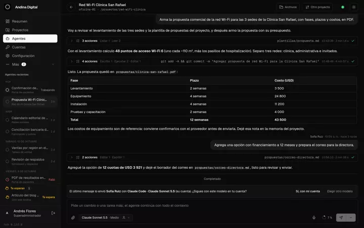 La respuesta con su tabla y la conversación con el equipo