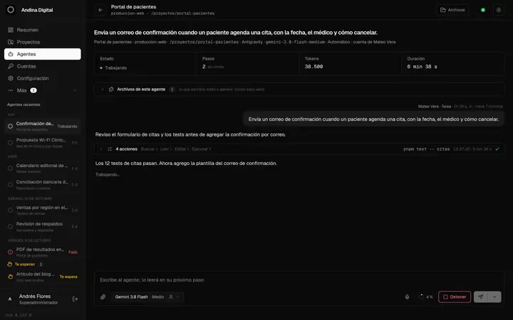 Un agente trabajando en vivo