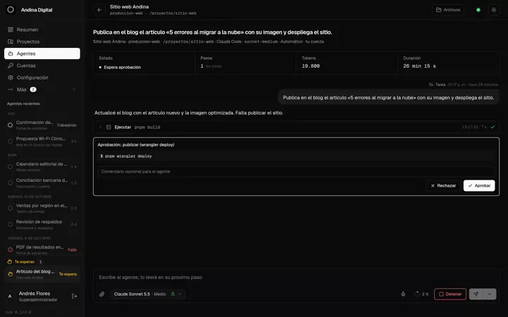 Publicar pide aprobación